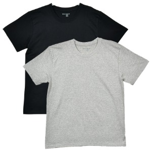 트라이 100% 순면 남성 기본 라운드 반팔 면티 남자 반소매 무지 티셔츠 레이어드 검정 회색 85-110