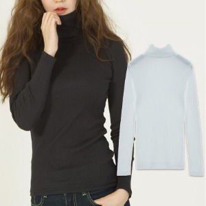 여성 겨울 베이직 기본 면 폴리 골지 목폴라티 이너웨어 여자 레이어드 티셔츠 터틀넥 검정 흰색